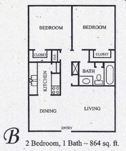 2 Bedroom 1 Bathroom 506 floor plan
